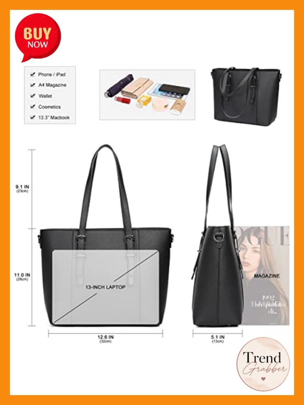 Synthetic Leather Tote Satchel Crossbody Shoulder Bag - Picture 3 of 6